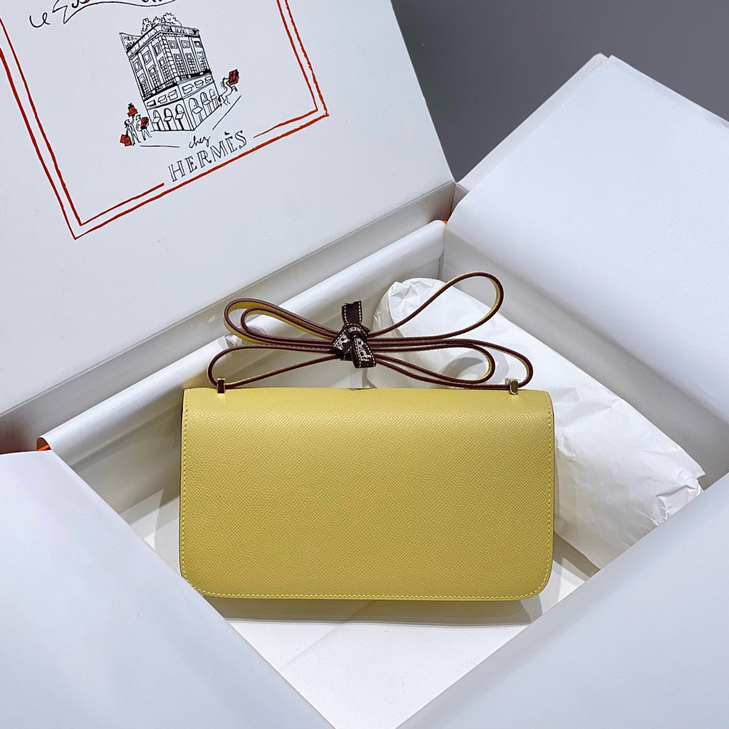 Hermès Constance Elan handbag in Jaune Poussin Epsom with Palladium Hardware
