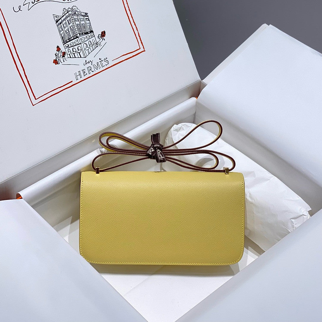 Hermès Constance Elan handbag in Jaune Poussin Epsom with Palladium Hardware