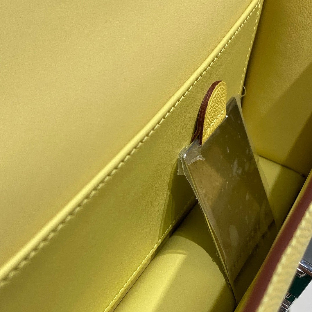 Hermès Constance Elan handbag in Jaune Poussin Epsom with Palladium Hardware