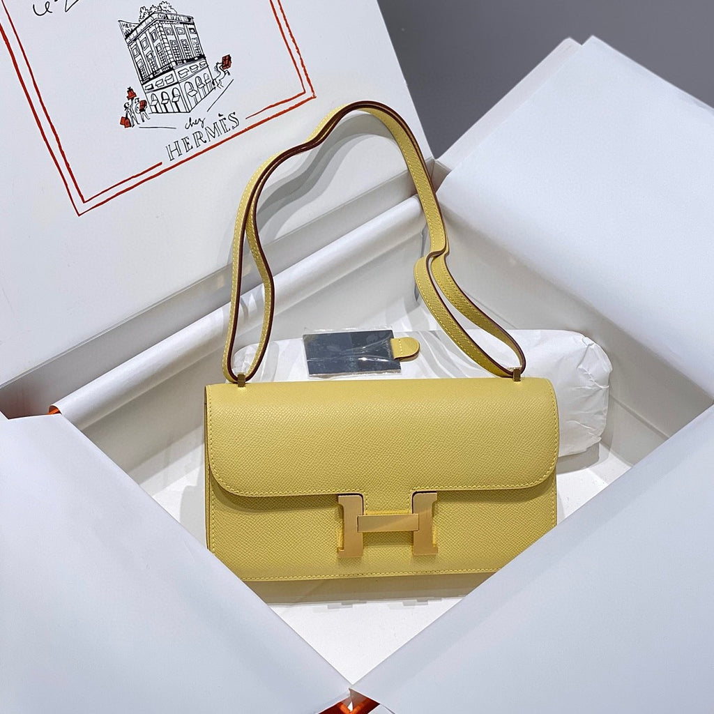 Hermès Constance Elan handbag in Jaune Poussin Epsom with Gold Hardware