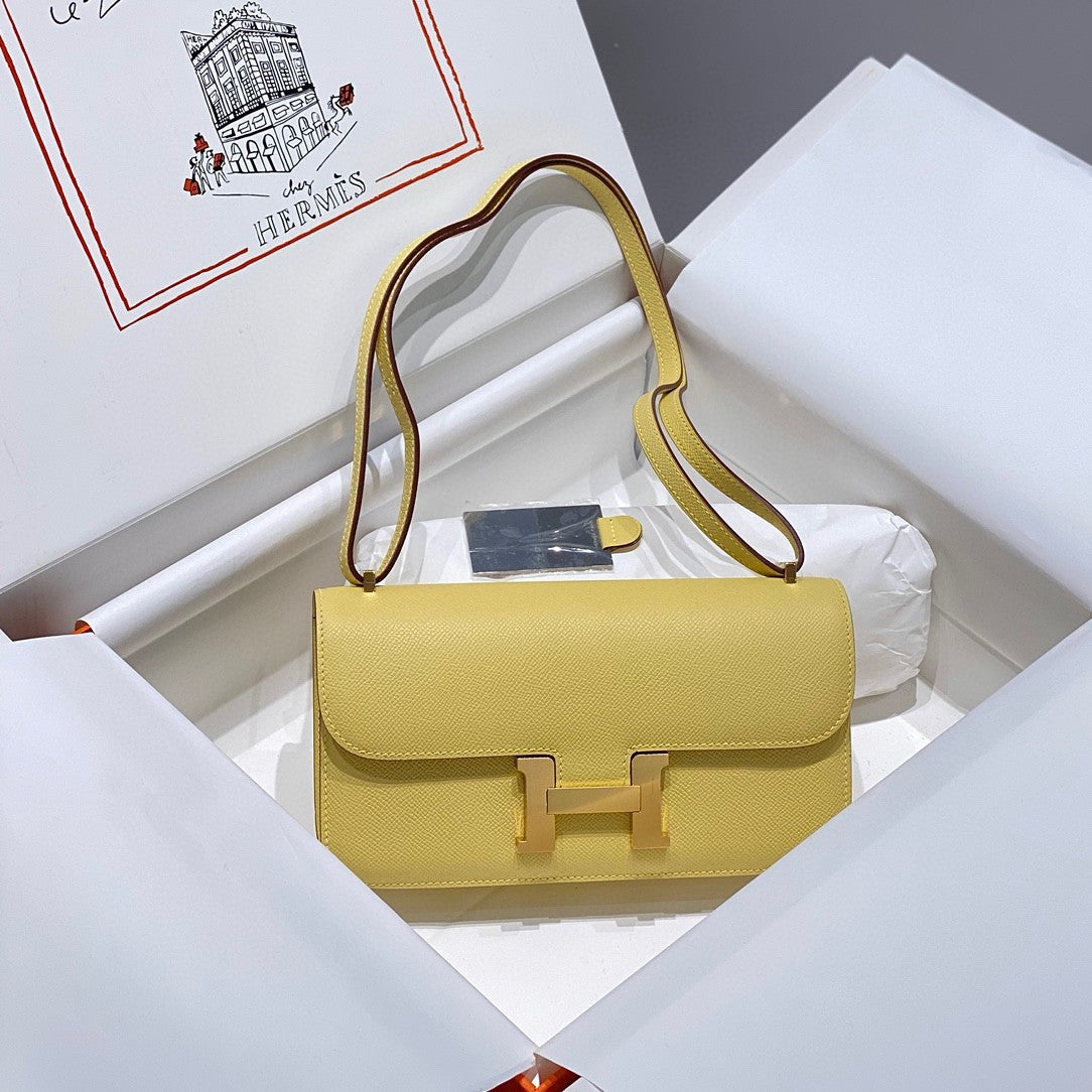 Hermès Constance Elan handbag in Jaune Poussin Epsom with Gold Hardware