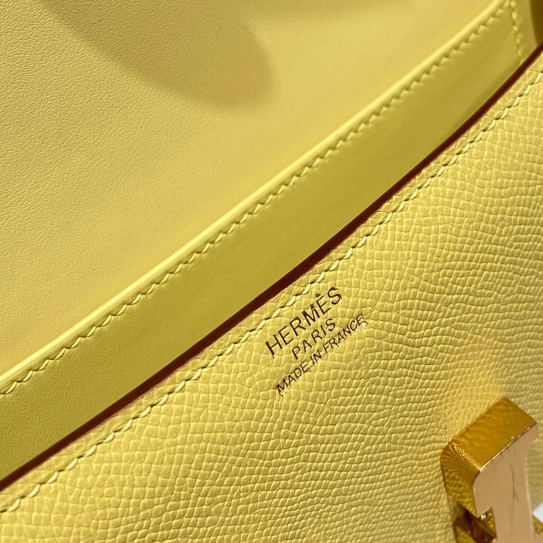 Hermès Constance Elan handbag in Jaune Poussin Epsom with Gold Hardware
