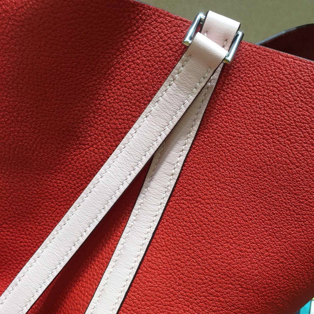 Hermes Rose Sakura 3Q Swift/ Rouge Vif Togo Picotin Lock GM Togo Leather Bag