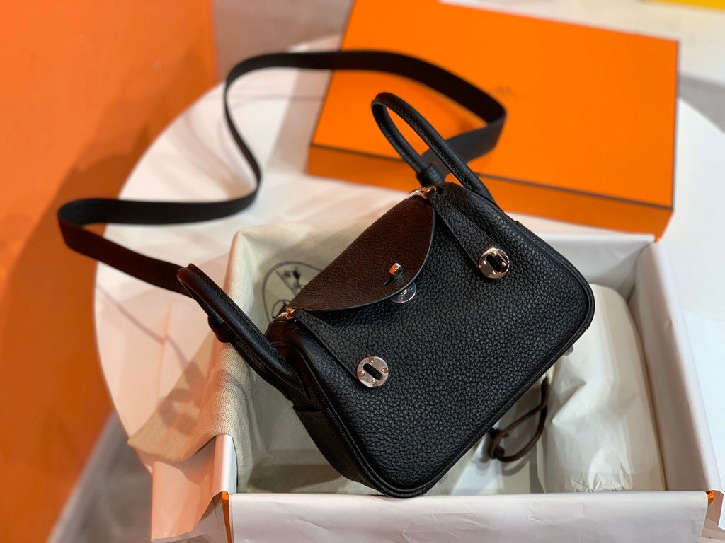 Hermes Mini Lindy 20cm Bag Black  Togo Leather Palladium Hardware