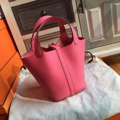 Hermes 8W Rose Azalee  Picotin Lock 18 Togo Leather Bag