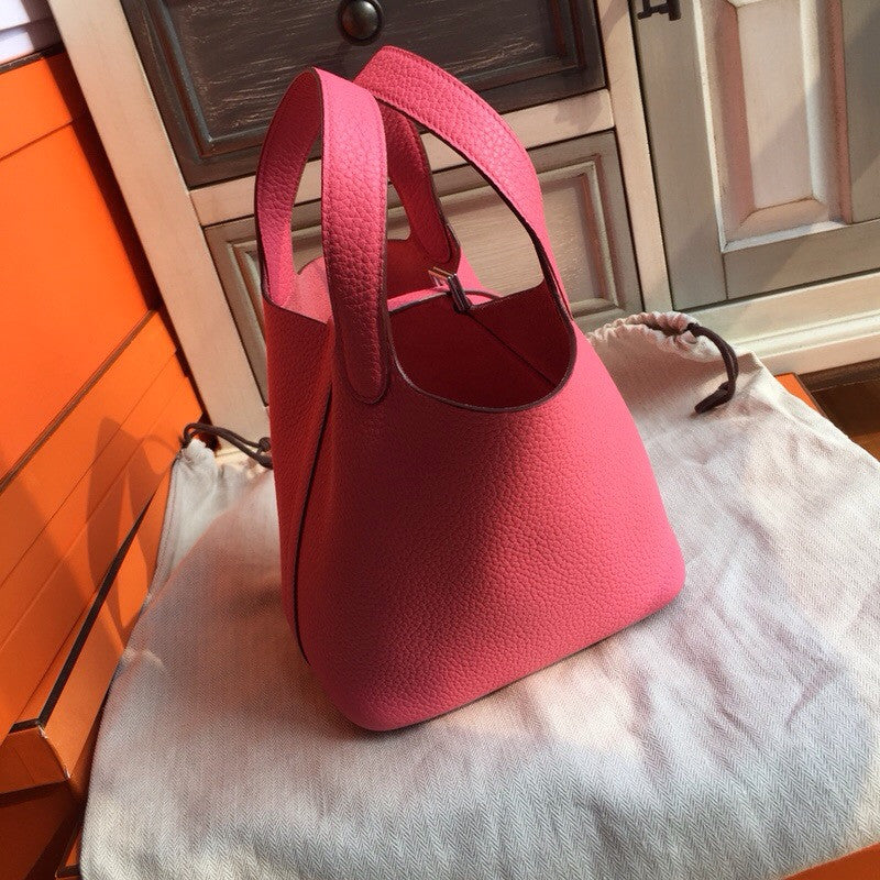 Hermes 8W Rose Azalee  Picotin Lock 18 Togo Leather Bag