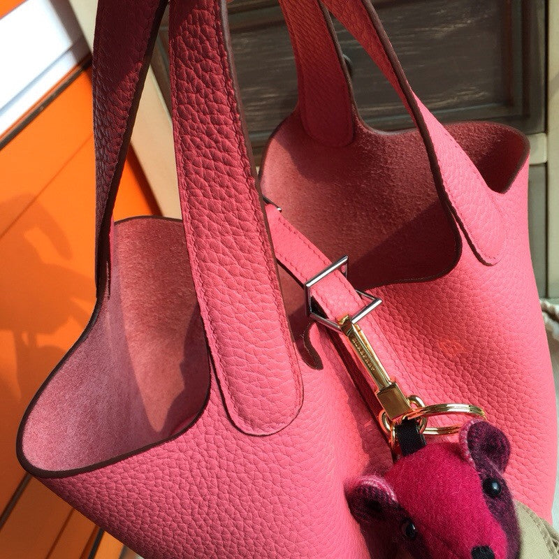 Hermes 8W Rose Azalee  Picotin Lock 18 Togo Leather Bag