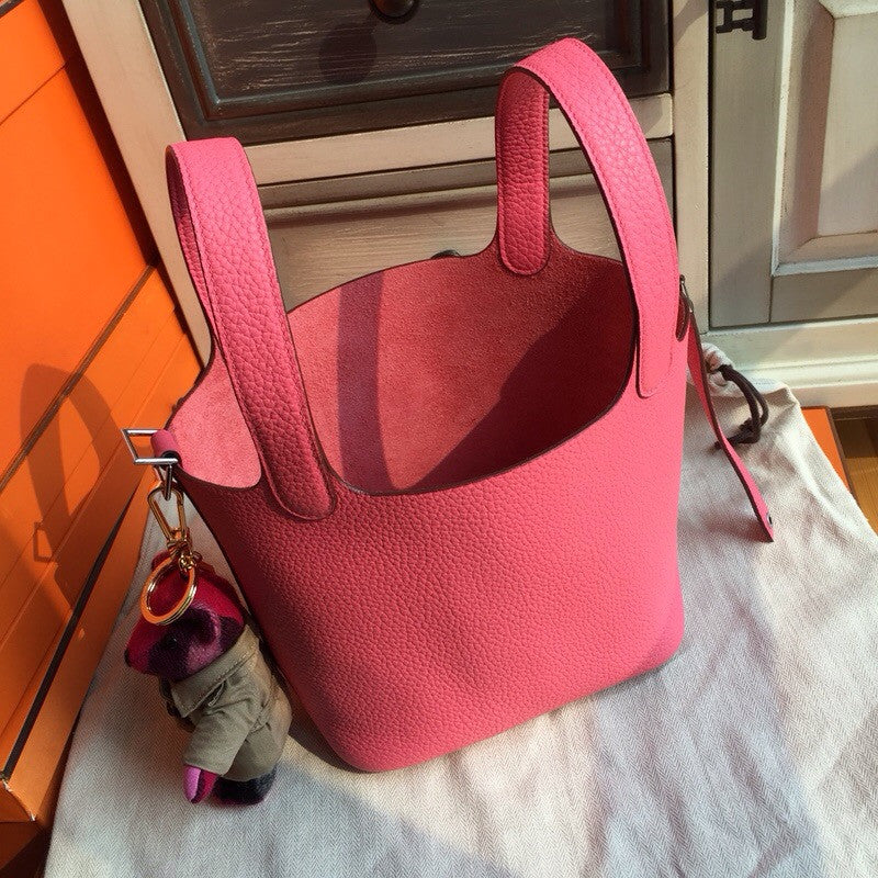 Hermes 8W Rose Azalee  Picotin Lock 18 Togo Leather Bag