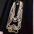 CHANEL Runway Edition Multi Strand  CC Pearl Camelia Long Necklace