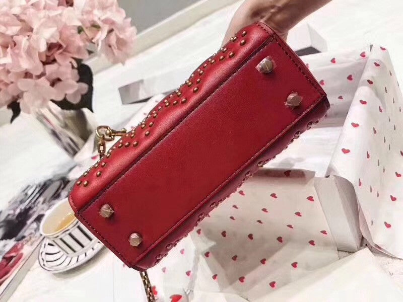 Christian Dior SUPPLE LADY DIOR BAG IN STUDDED RED LAMBSKIN LIMITED EDITION VALENTINE'S DAY 2018