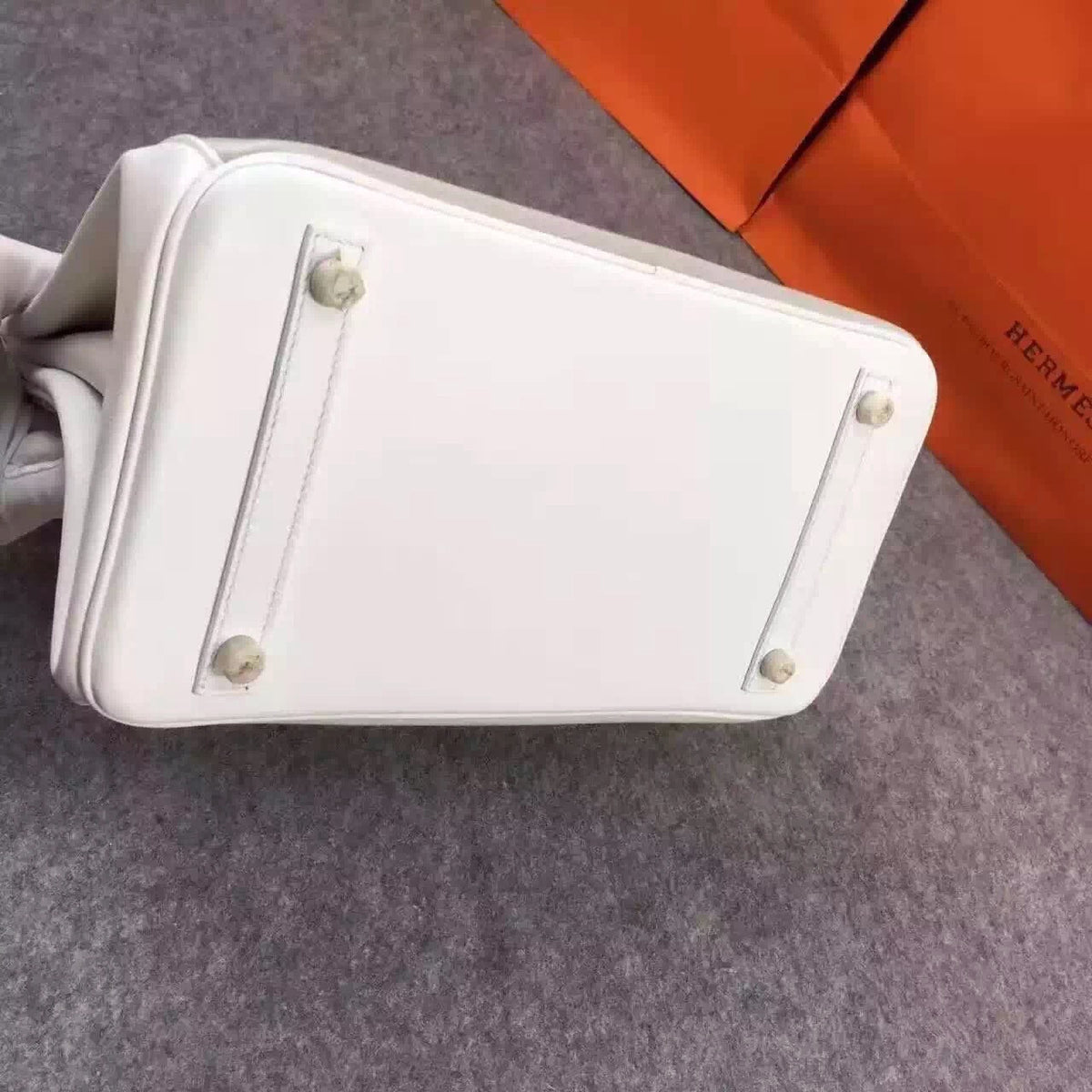 Hermes Limited Edition Blanc & Gris Perle Ghillie Kelly 32cm Swift Palladium Hardware