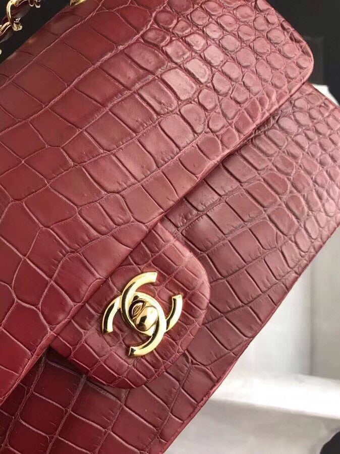 Chanel Red Matte Alligator Classic Flap Bag