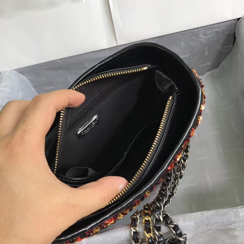Chanel's Gabrielle Small Orange Sequins Hobo Bag A91810