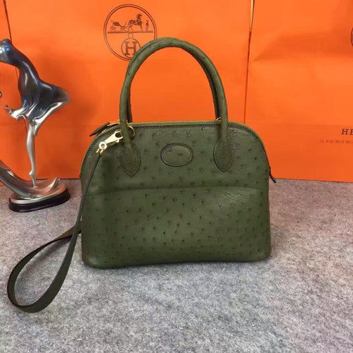 Hermes Vert Anis Bolide 27cm Bag Ostrich Leather