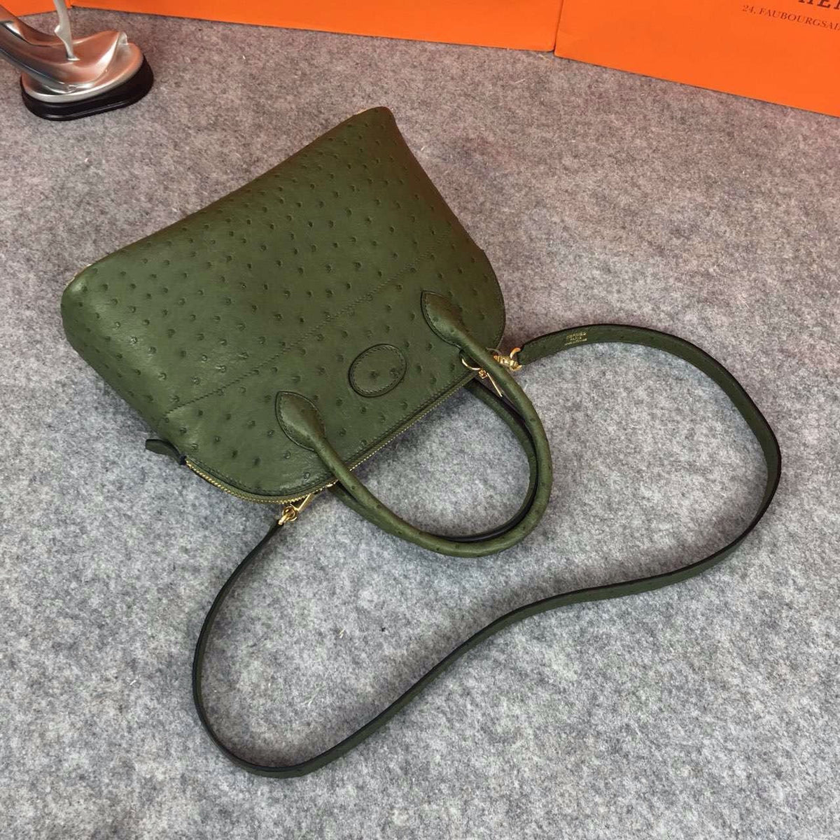 Hermes Vert Anis Bolide 27cm Bag Ostrich Leather