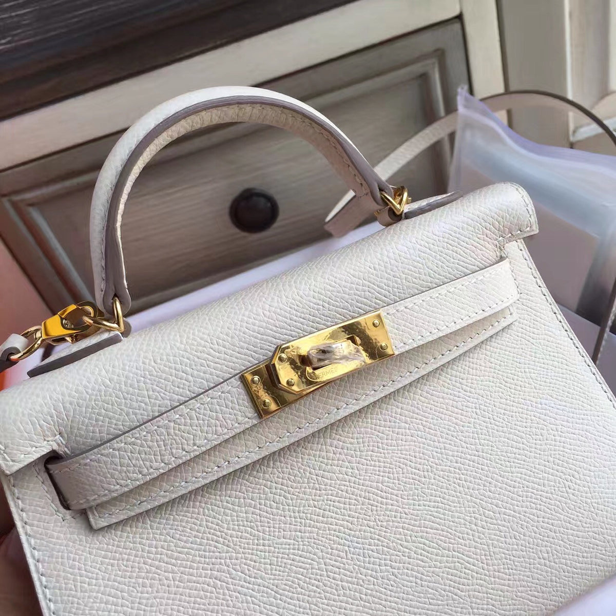 Hermès Craie Kelly Mini II Epsom Gold Hardware
