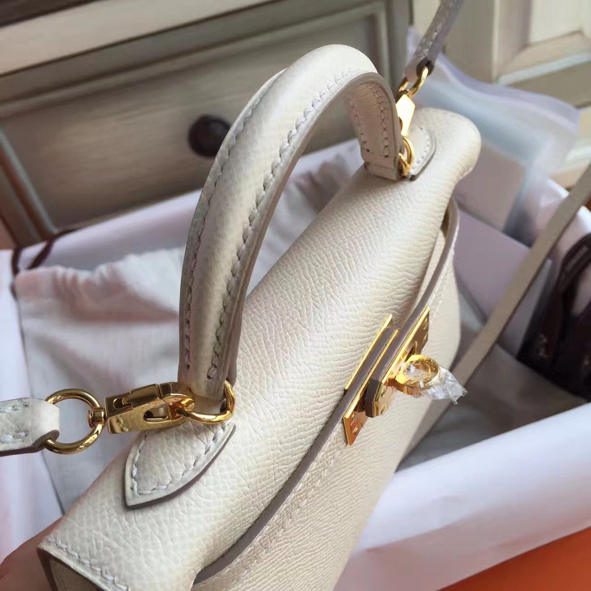 Hermès Craie Kelly Mini II Epsom Gold Hardware