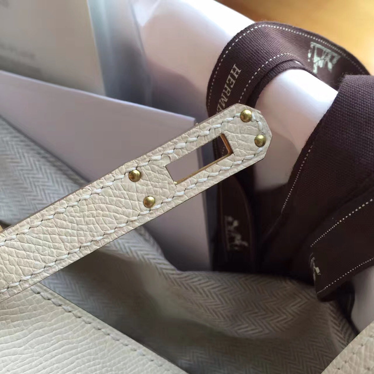 Hermès Craie Kelly Mini II Epsom Gold Hardware