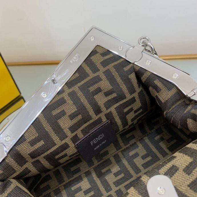 Fendi First Small Leather bag with silver and light brown inlay