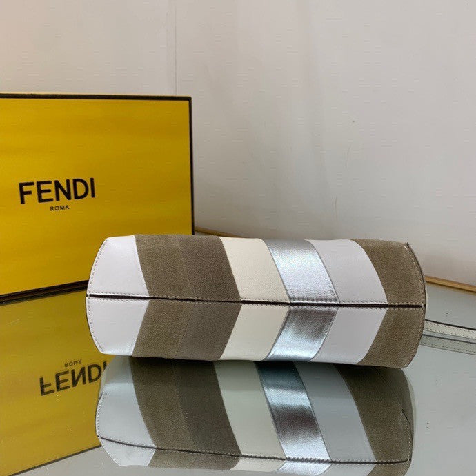 Fendi First Small Leather bag with silver and light brown inlay
