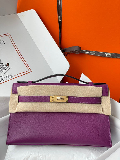 Hermès P9 Anemone Mini Kelly Pochette Swift Gold Hardware