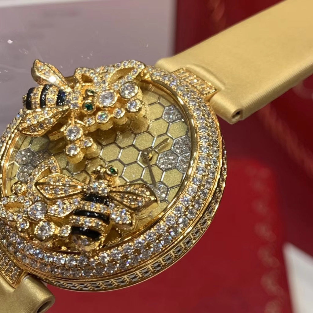 CARTIER Bestiaire Bees Decor 18K Yellow Gold Set with Diamonds Dial Ladies Watch