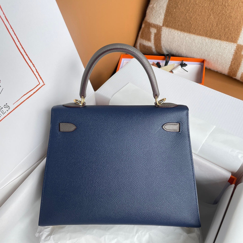 Hermes  Blue Agate/EtainKelly 25 cm Epsom Gold Hardware
