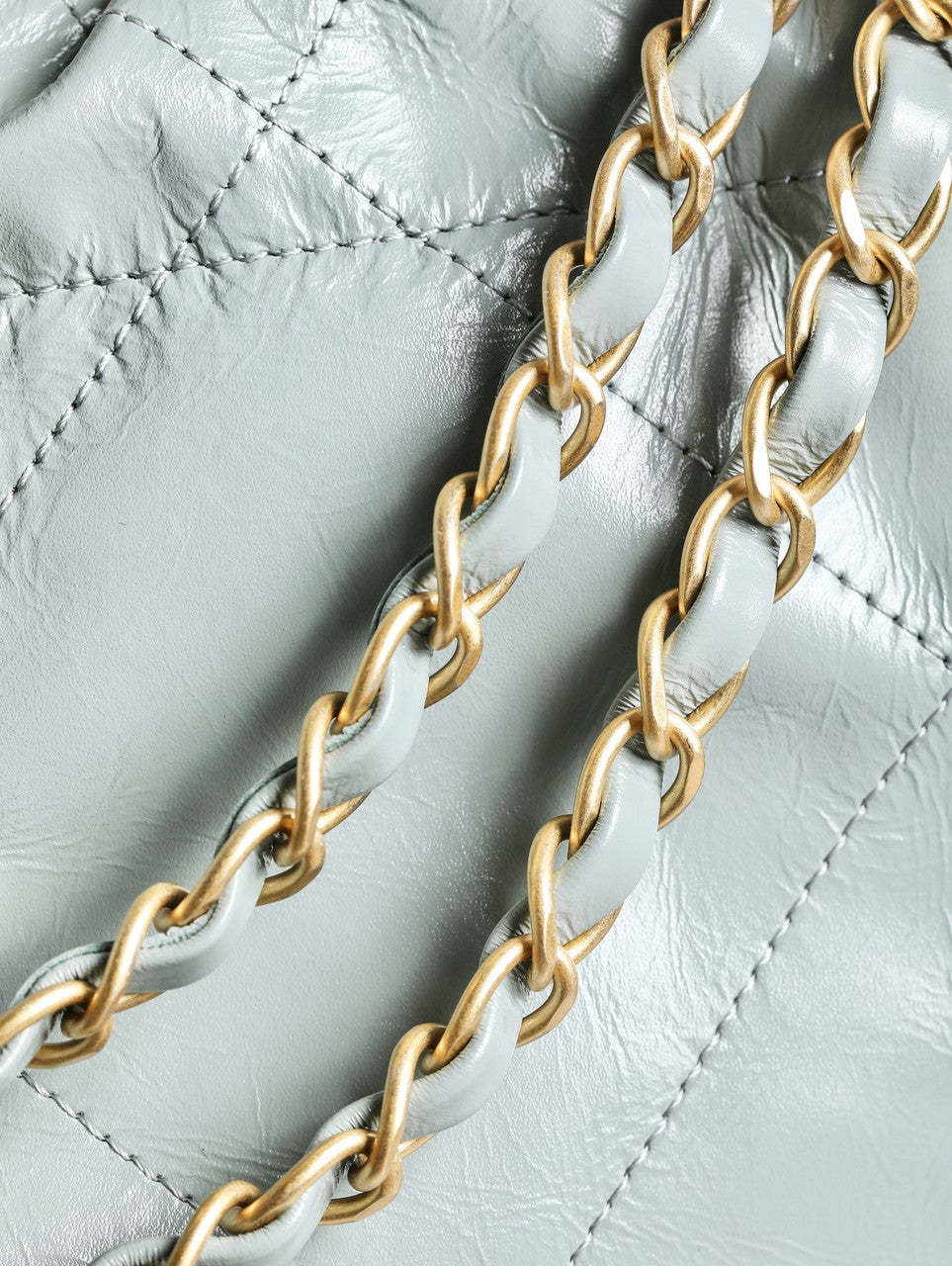 CHANEL 22 HANDBAG Light Blue with Silver Hardware Medium SS 2023