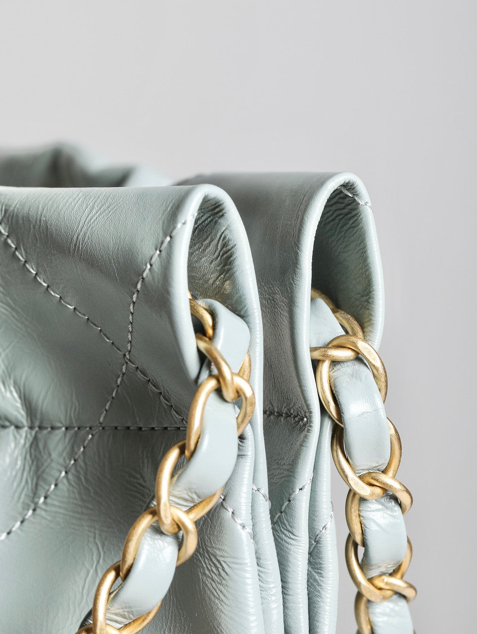 CHANEL 22 HANDBAG Light Blue with Silver Hardware Medium SS 2023