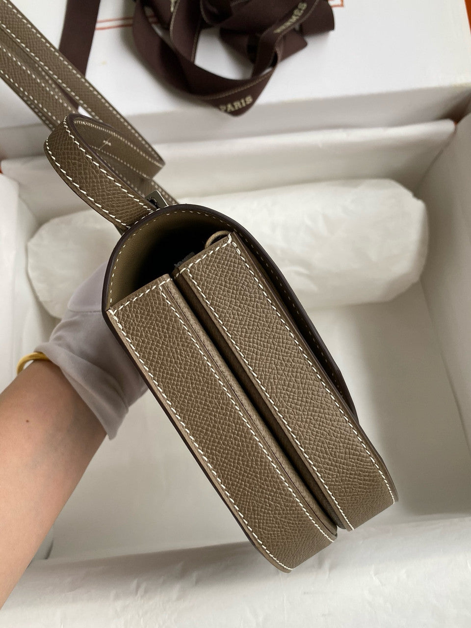 Hermes Etoupe  Mosaique au 24 - 17 bag Palladium Hardware