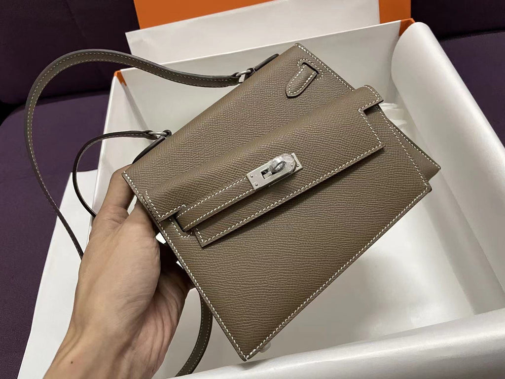 Hermes Kelly Sellier 20 en Desordre Etoupe with Palladium Hardware