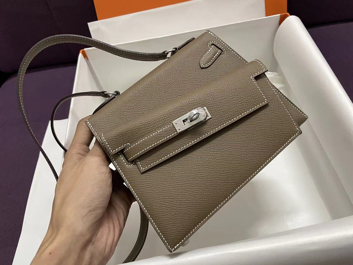 Hermes Kelly Sellier 20 en Desordre Etoupe with Palladium Hardware