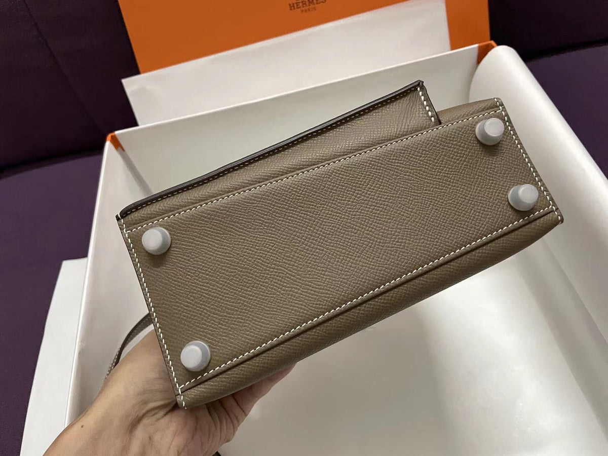 Hermes Kelly Sellier 20 en Desordre Etoupe with Palladium Hardware
