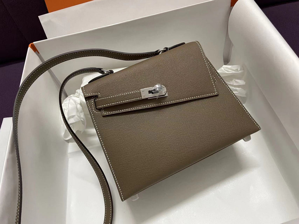 Hermes Kelly Sellier 20 en Desordre Etoupe with Palladium Hardware