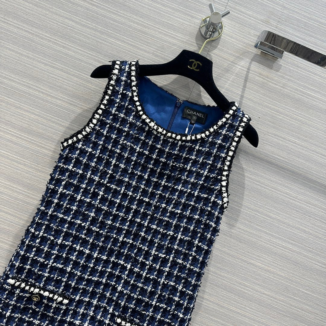 Chanel Spring-Summer Pre-collection Blue Cotton Tweed DRESS