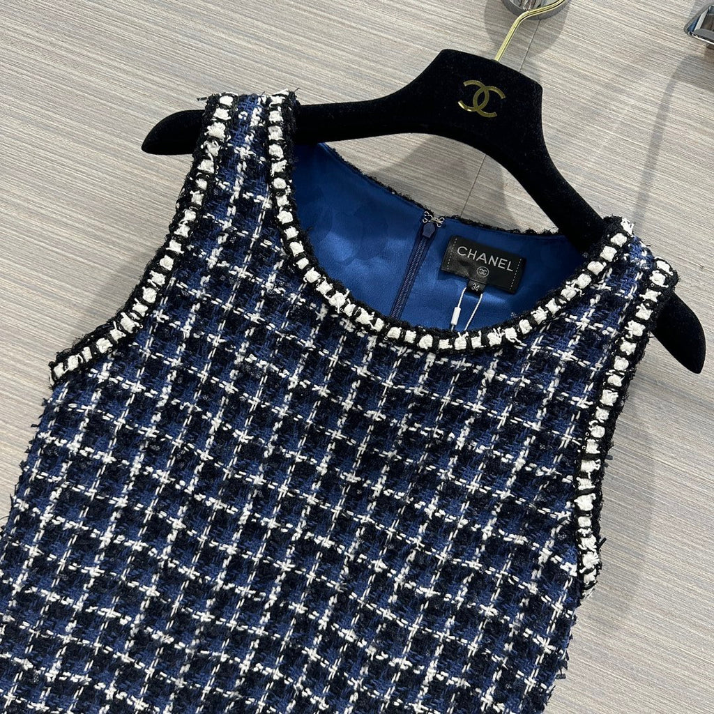 Chanel Spring-Summer Pre-collection Blue Cotton Tweed DRESS