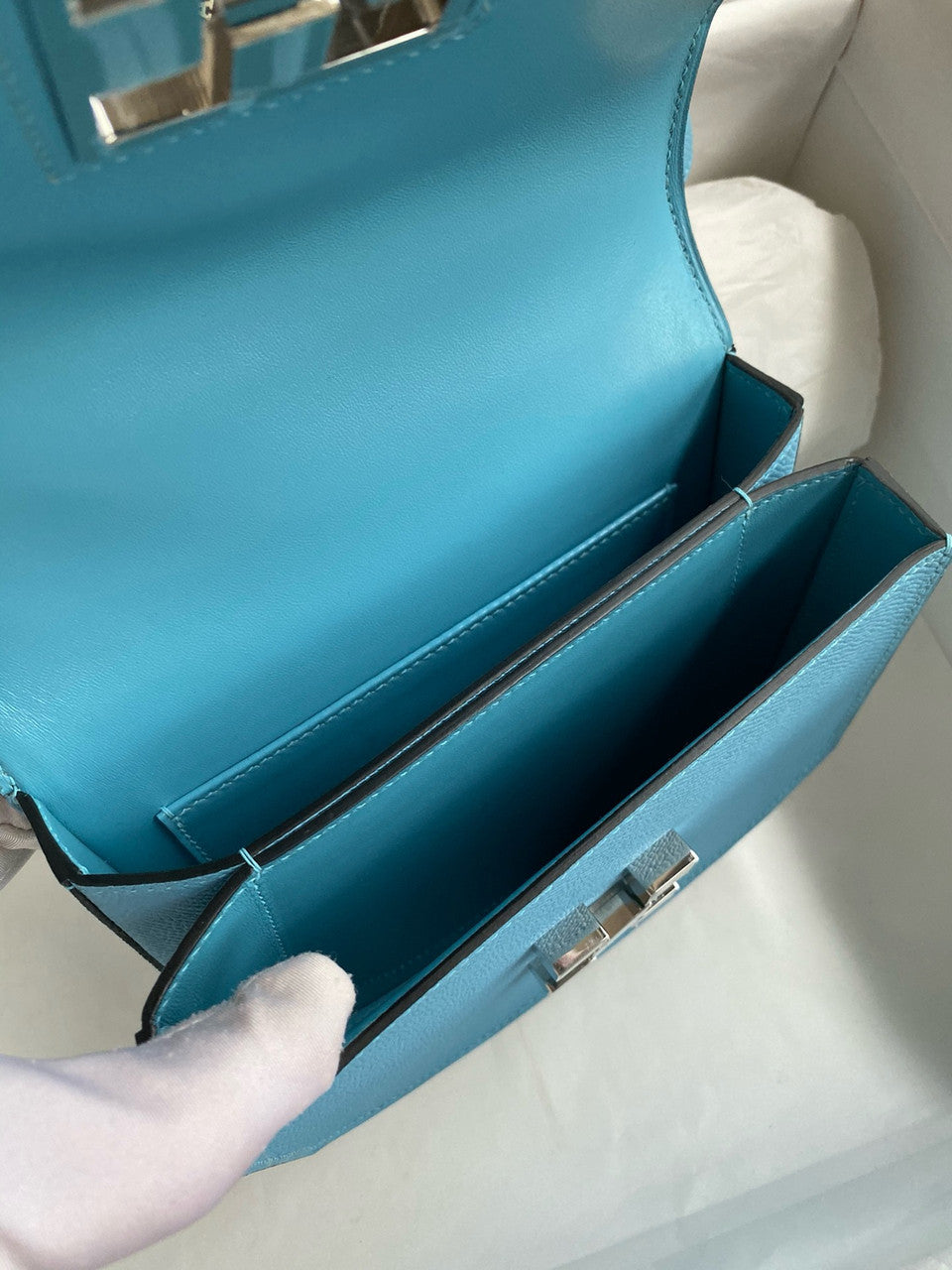 Hermes  Bleu Du Nord Mosaique au 24 - 17 bag Palladium Hardware