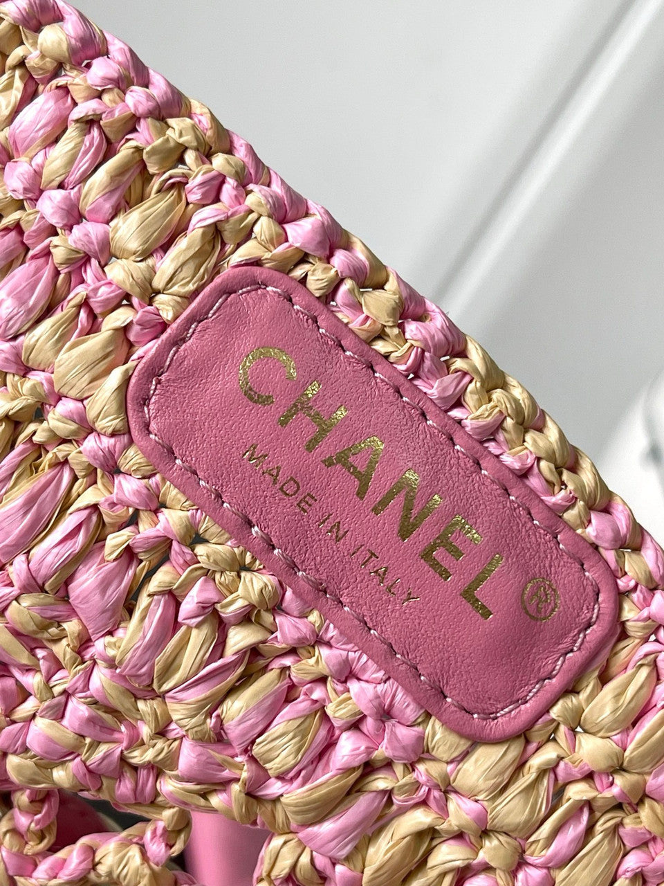 Chanel Small Raffia SHOPPING BAG PINK