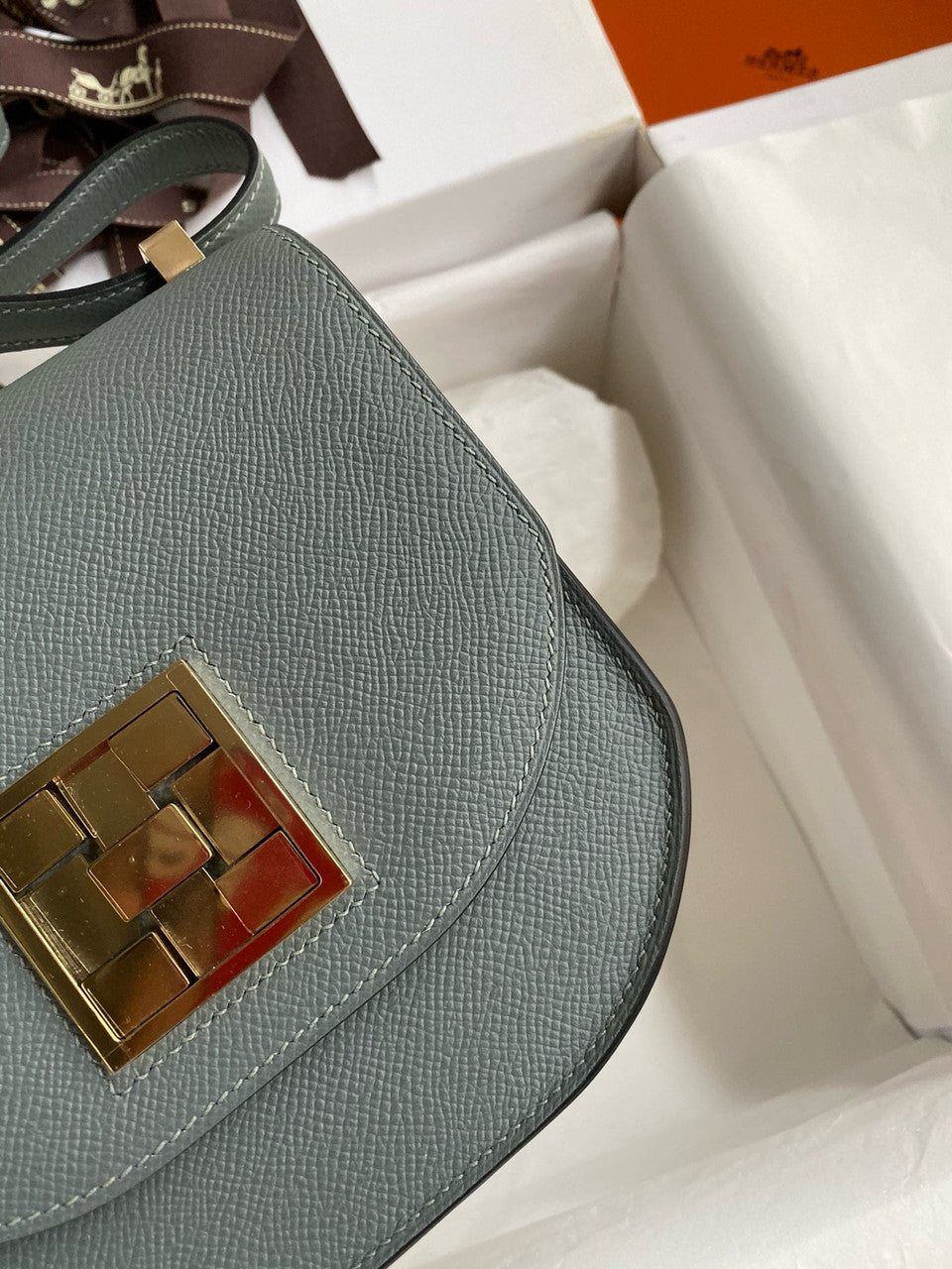 Hermes Vert Amande Mosaique au 24 - 17 bag Gold Hardware