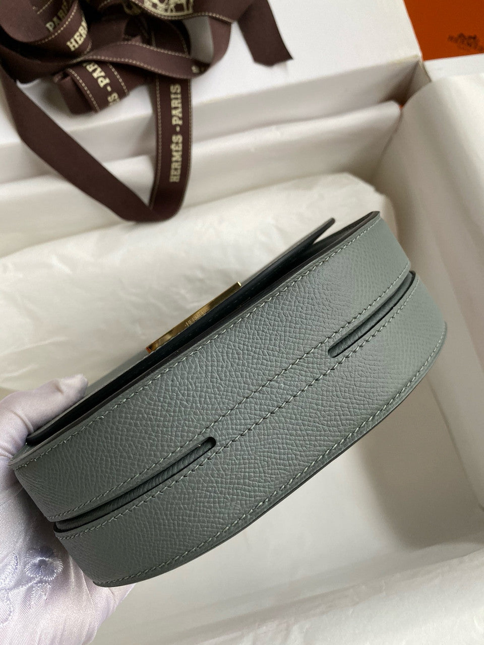 Hermes Vert Amande Mosaique au 24 - 17 bag Gold Hardware