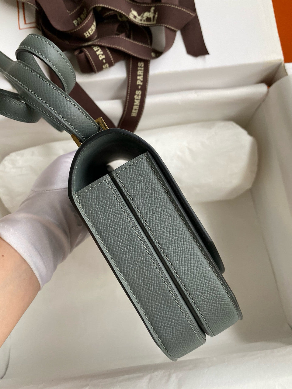 Hermes Vert Amande Mosaique au 24 - 17 bag Gold Hardware