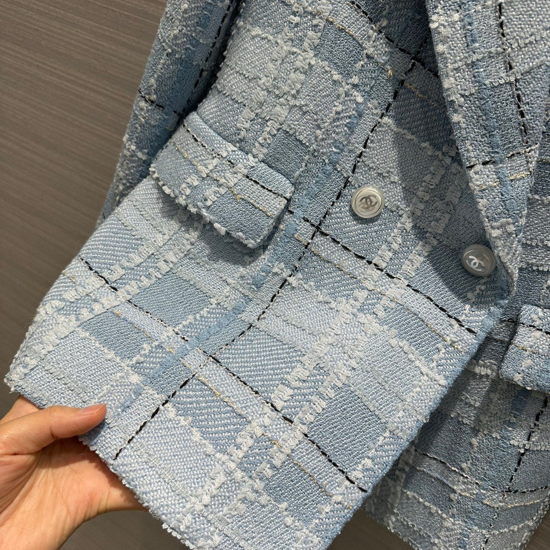 Chanel Blue, Black, Silver & Gold Tweed Jacket