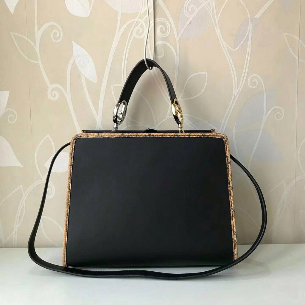 Fendi RUNAWAY REGULAR Exotic black leather bag