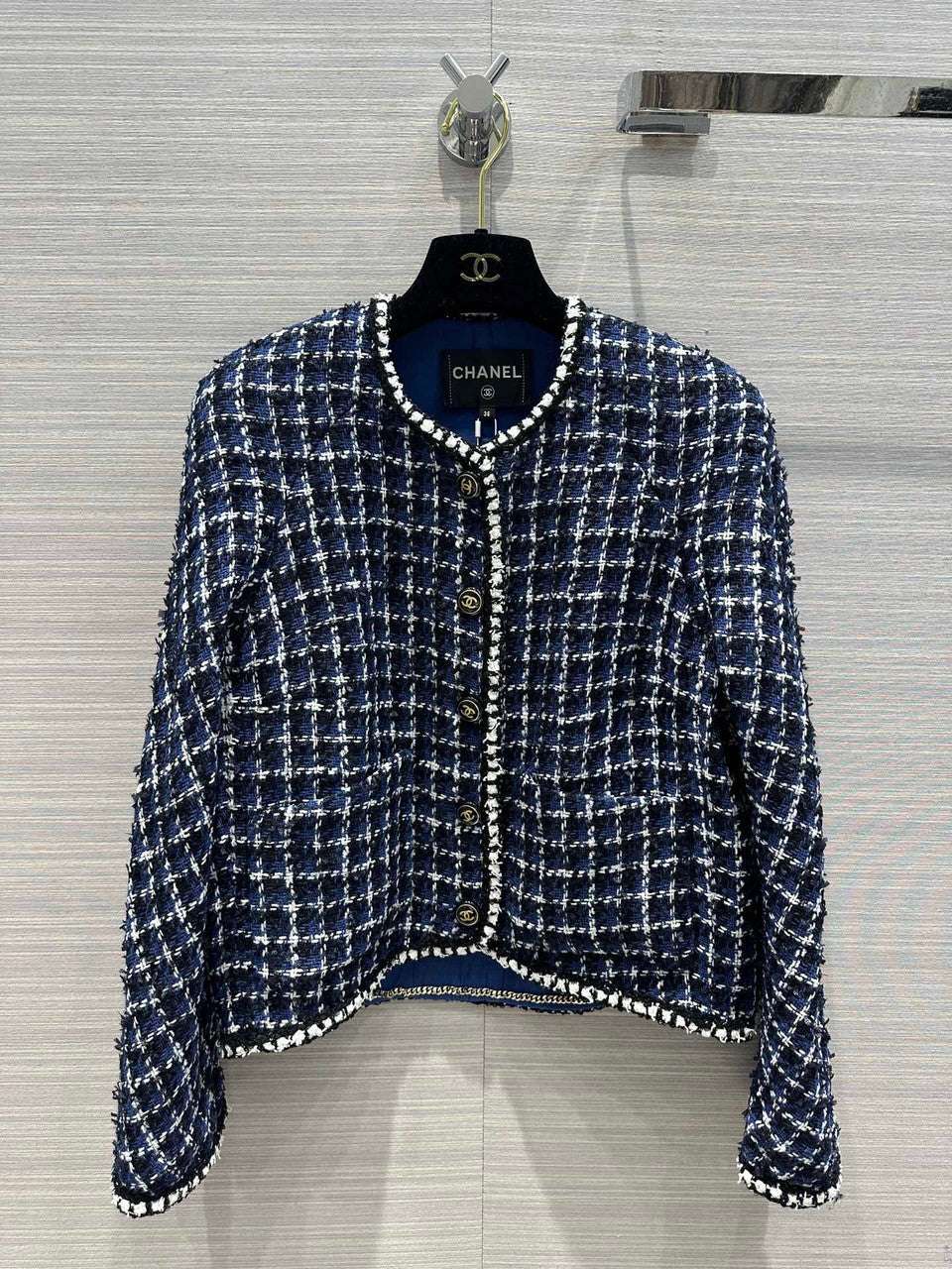 Chanel Blue Cotton Tweed Jacket SS2023