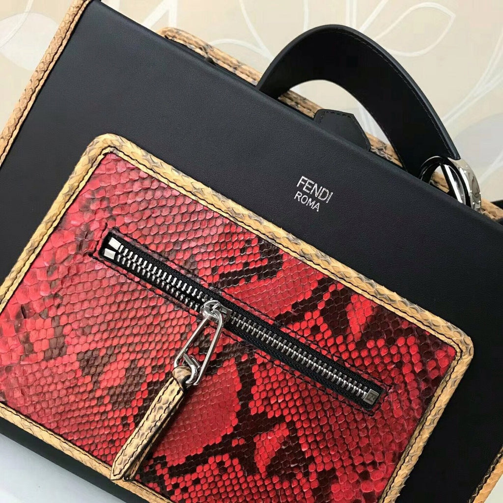 Fendi RUNAWAY REGULAR Exotic black leather bag
