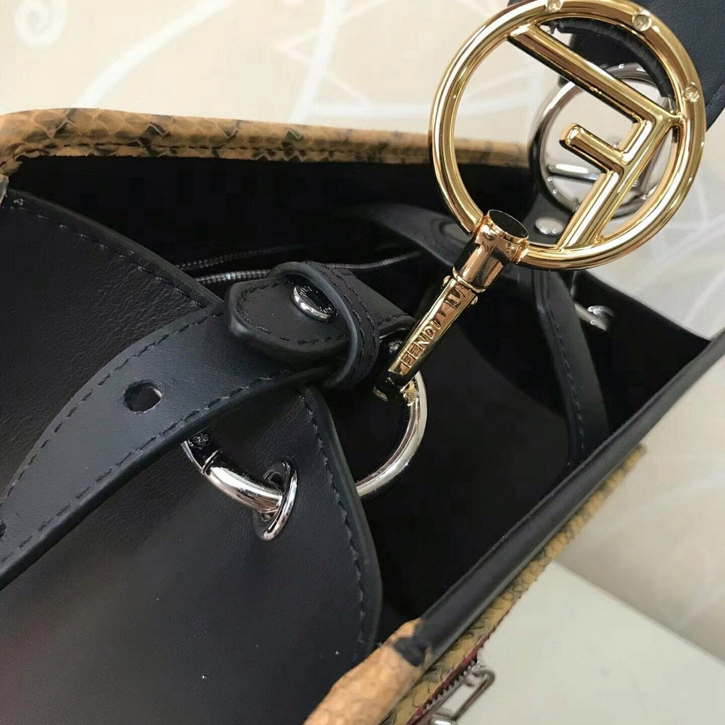 Fendi RUNAWAY REGULAR Exotic black leather bag