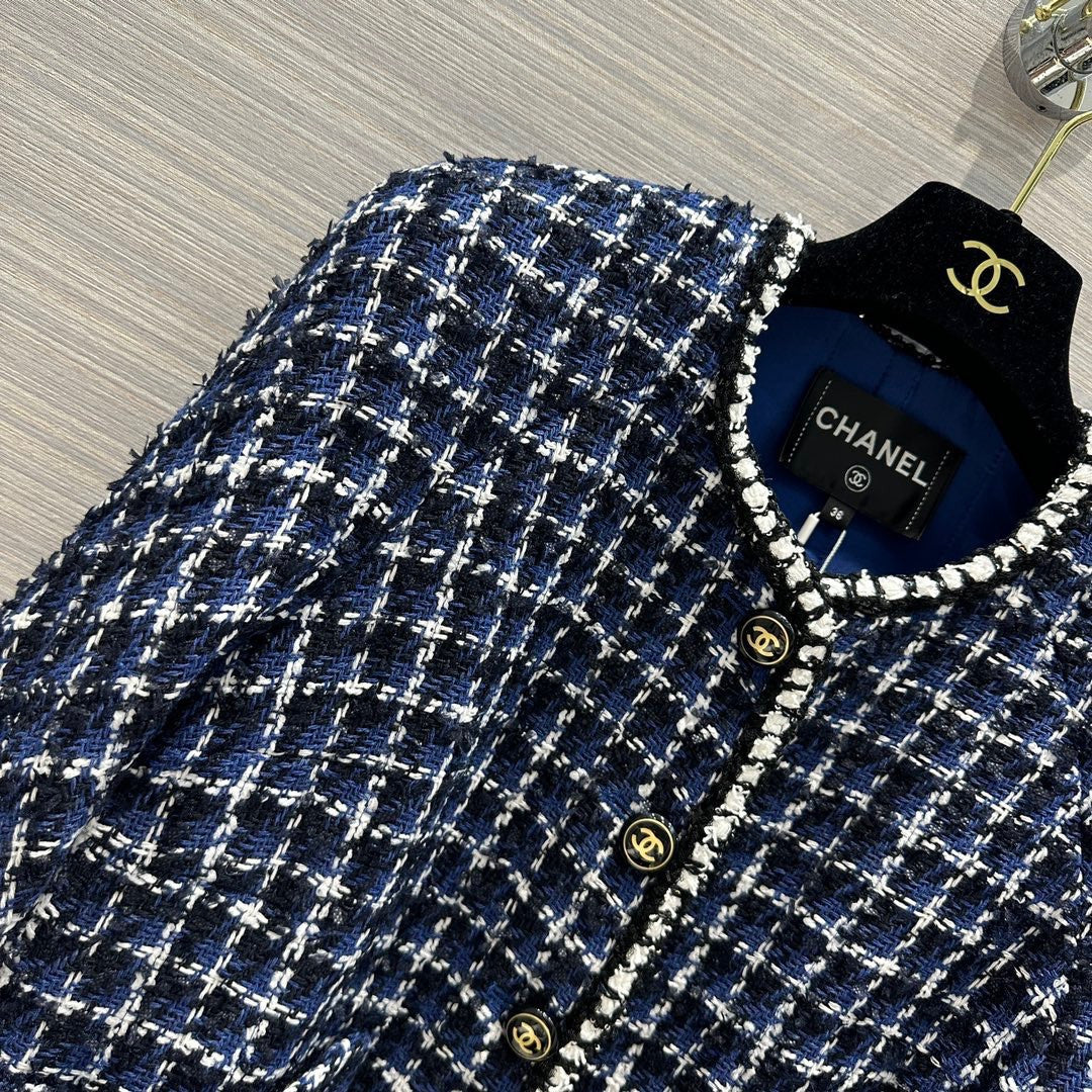 Chanel Blue Cotton Tweed Jacket SS2023