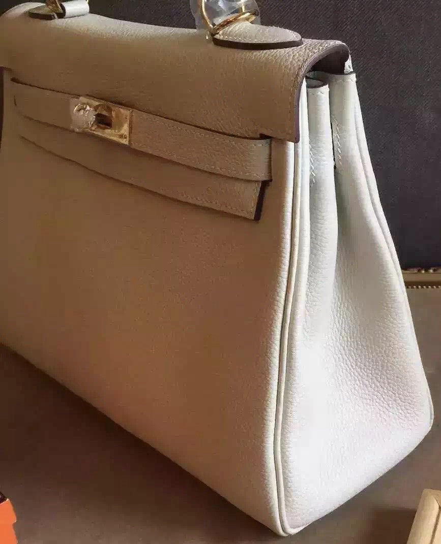 Hermes Cream Kelly 28 cm Togo Gold Hardware
