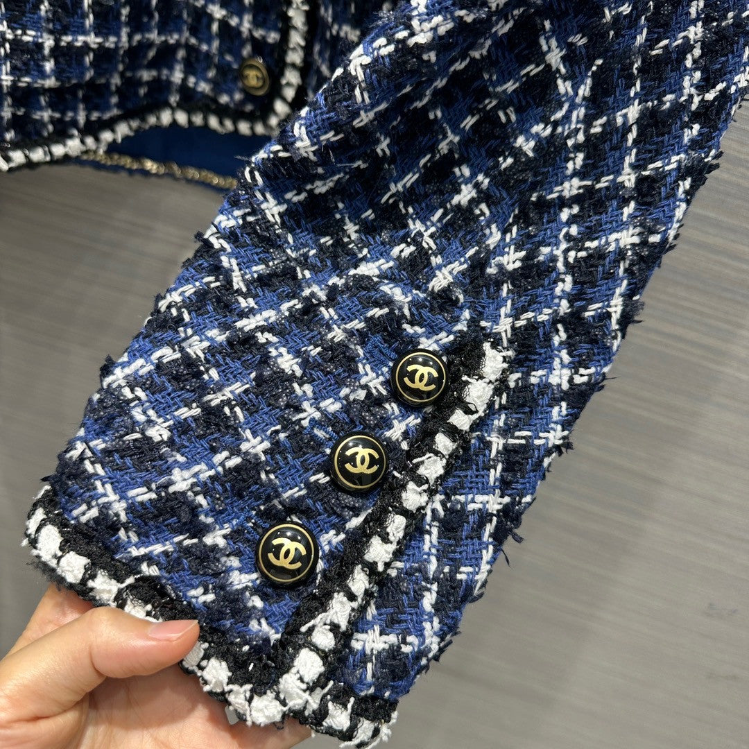 Chanel Blue Cotton Tweed Jacket SS2023