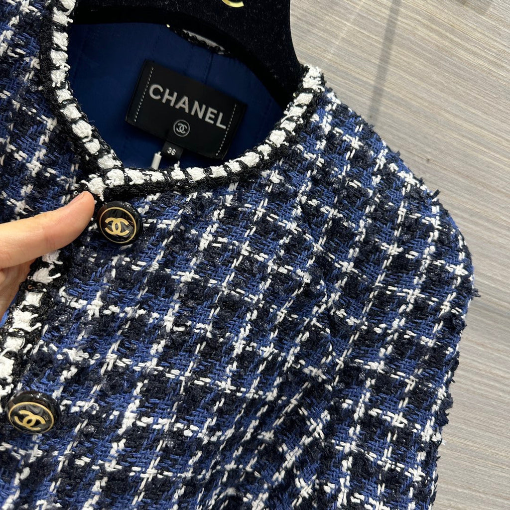 Chanel Blue Cotton Tweed Jacket SS2023